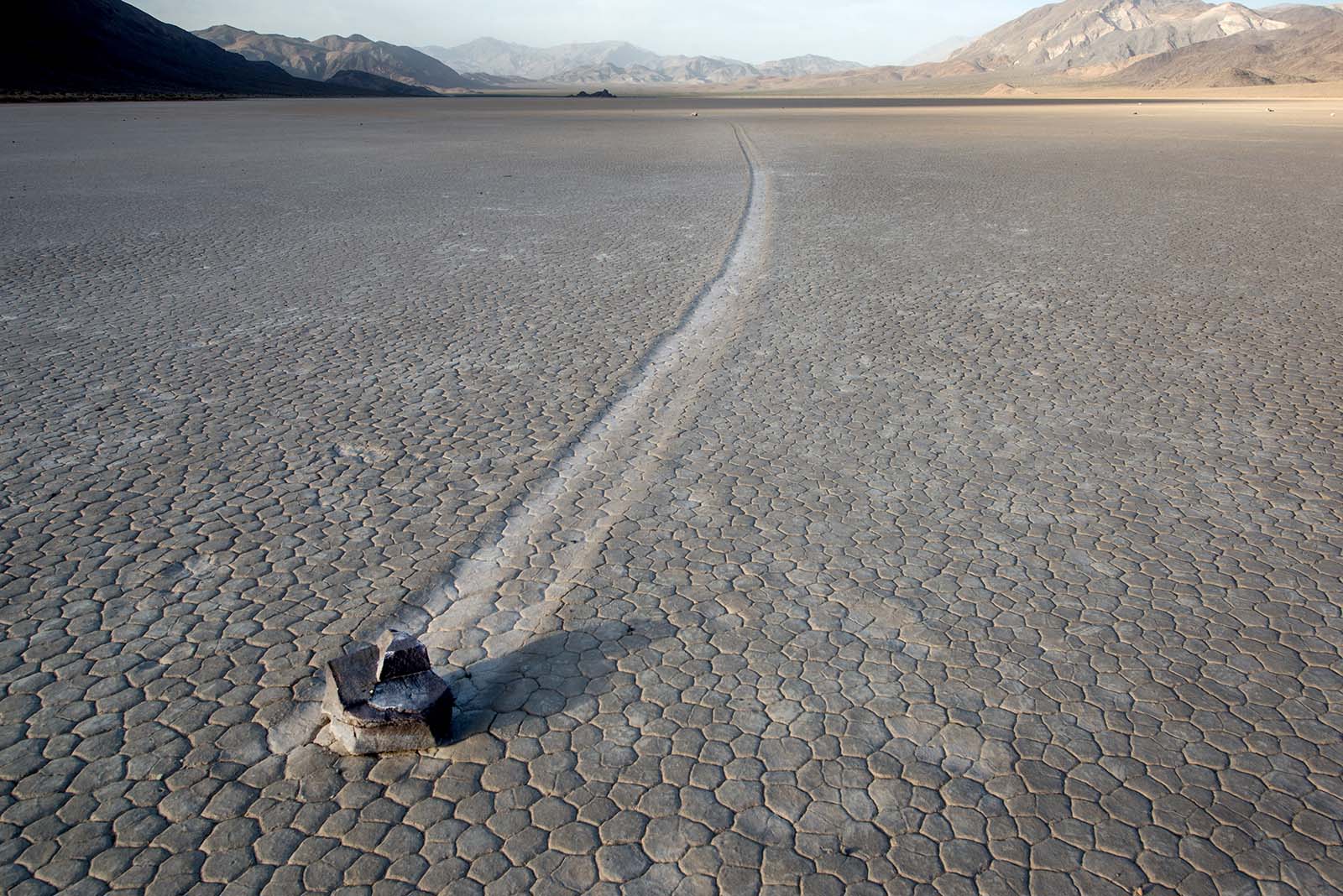 One of the mysterious sailing stones at Racetrack Playa, Death Valley National Park.